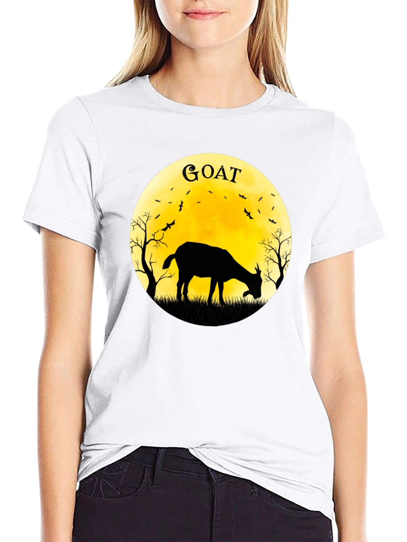 Goat Silhouette T-Shirt - Moonlit Design