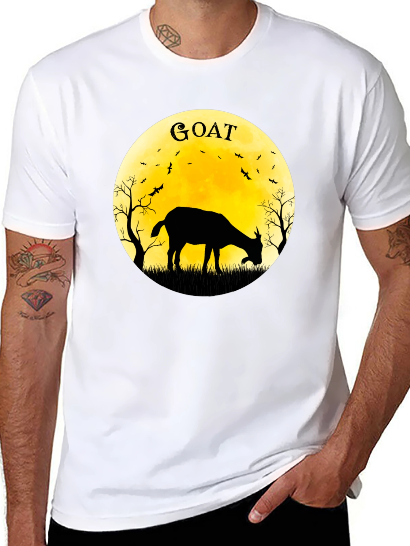 Goat Silhouette T-Shirt - Moonlit Design