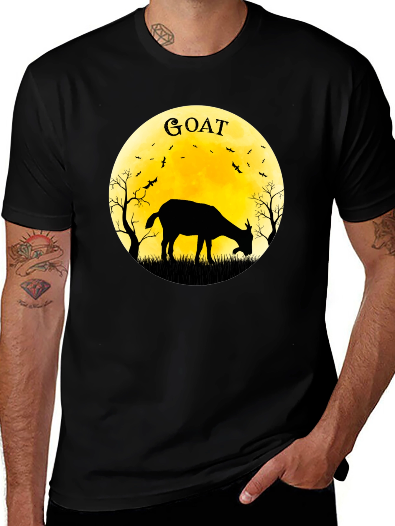 Goat Silhouette T-Shirt - Moonlit Design