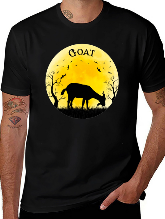 Goat Silhouette T-Shirt - Moonlit Design