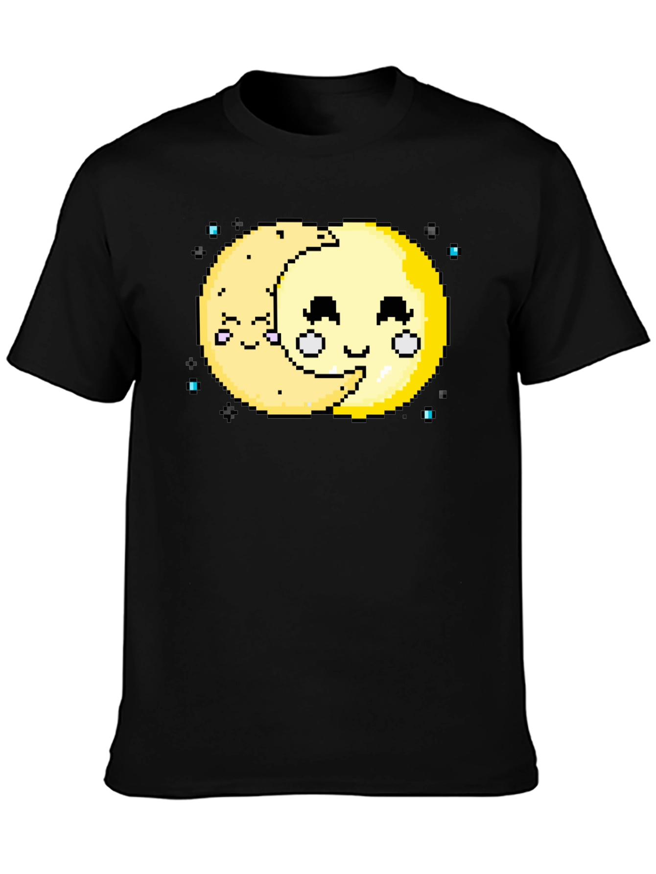 Cute Pixel Art Moon Hugging T-Shirt