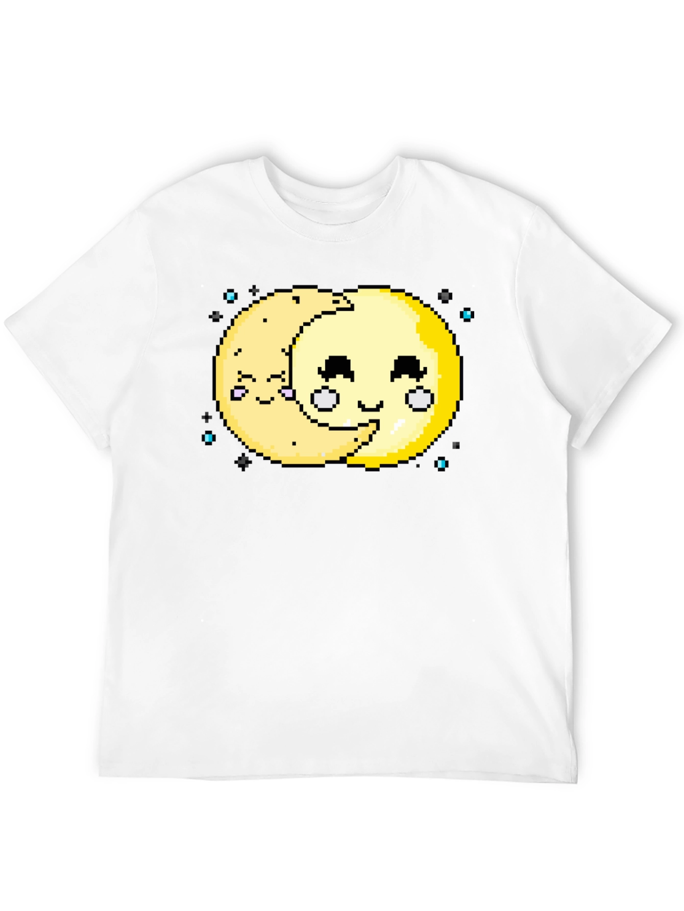Cute Pixel Art Moon Hugging T-Shirt