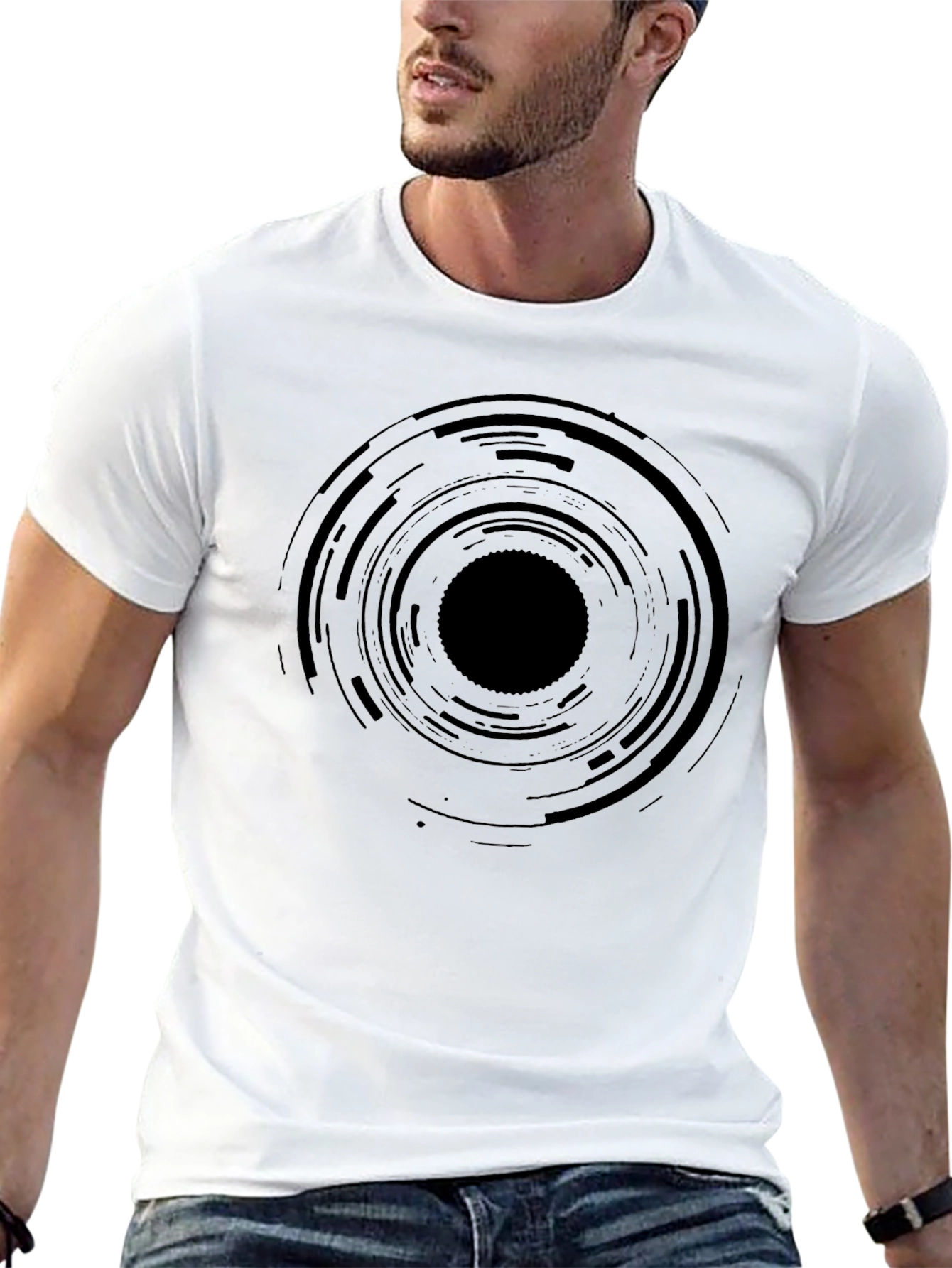 Abstract Circle Graphic Mens Black T-Shirt