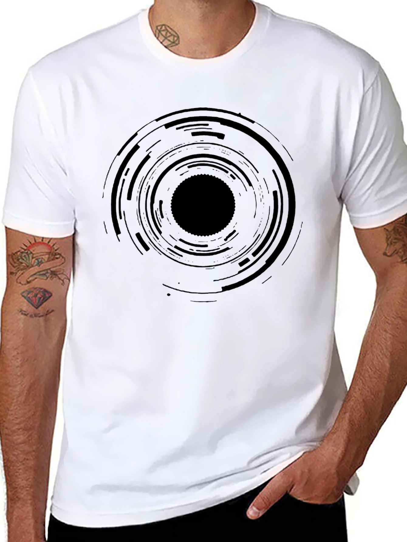 Abstract Circle Graphic Mens Black T-Shirt
