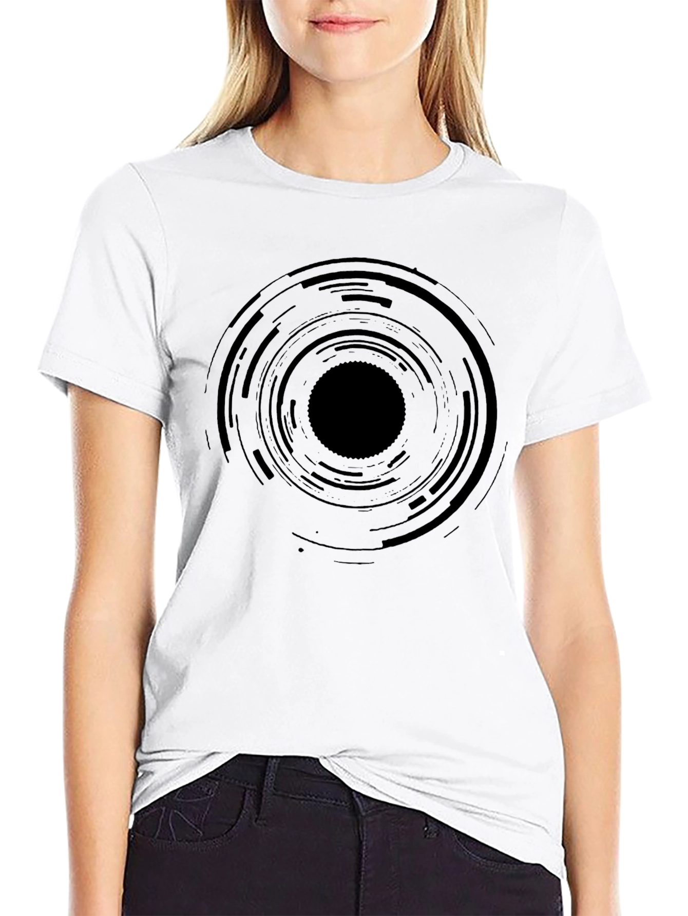 Abstract Circle Graphic Mens Black T-Shirt