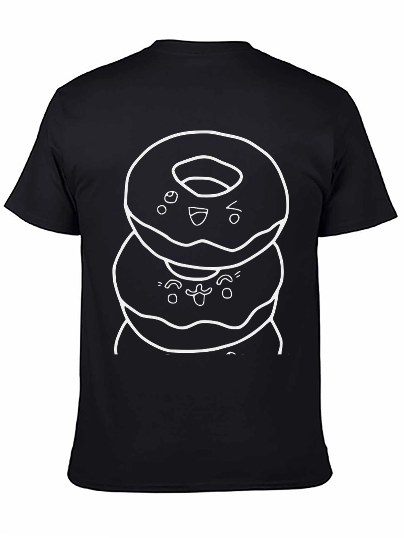 Cute Donut Stack Graphic Tee - Black