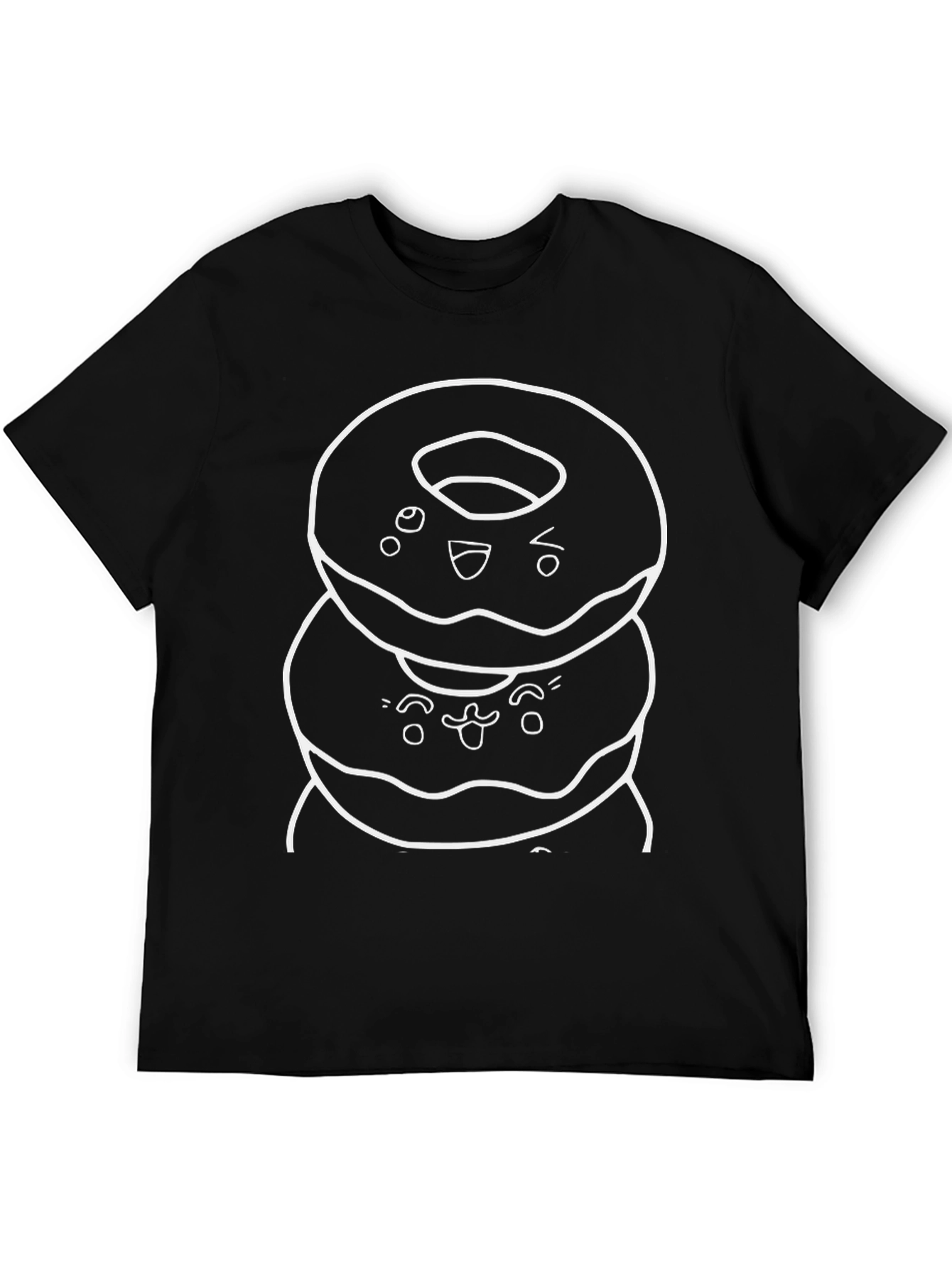 Cute Donut Stack Graphic Tee - Black