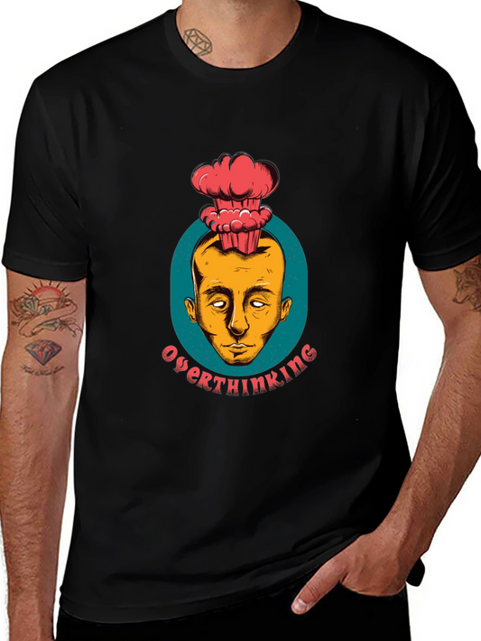 Overthinking Brain Explosion Graphic Tee - Black