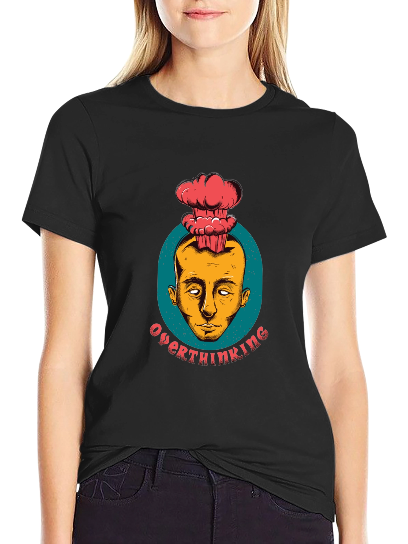 Overthinking Brain Explosion Graphic Tee - Black