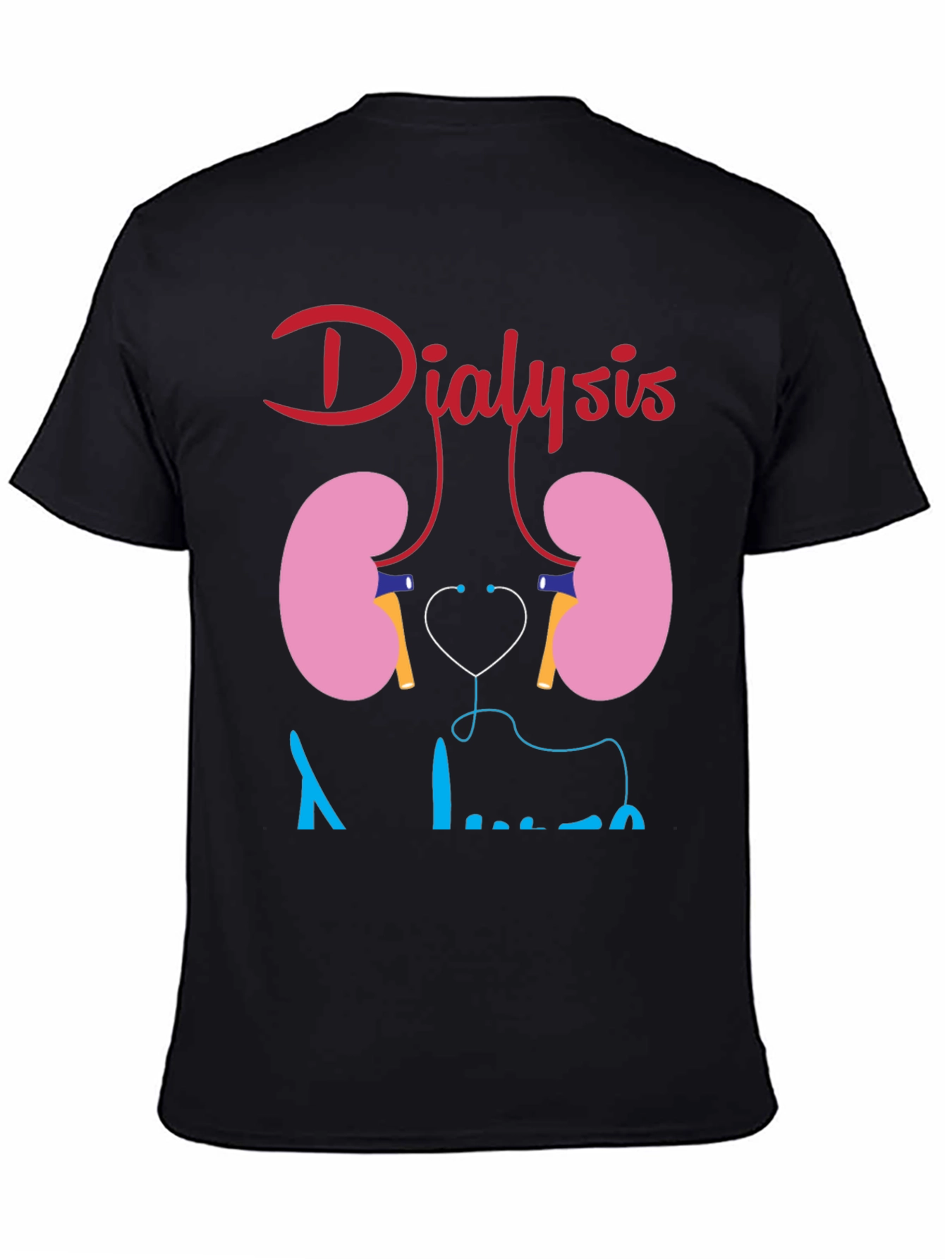 Dialysis Kidney Stethoscope Funny Black T-shirt