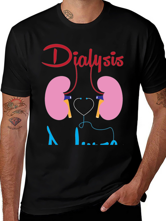 Dialysis Kidney Stethoscope Funny Black T-shirt