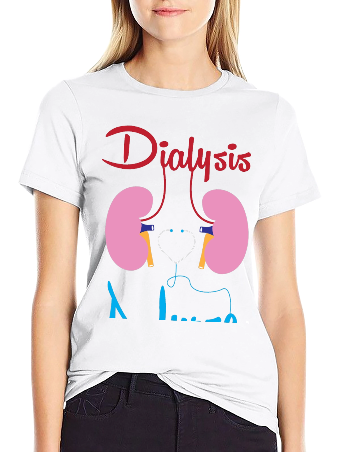Dialysis Kidney Stethoscope Funny Black T-shirt