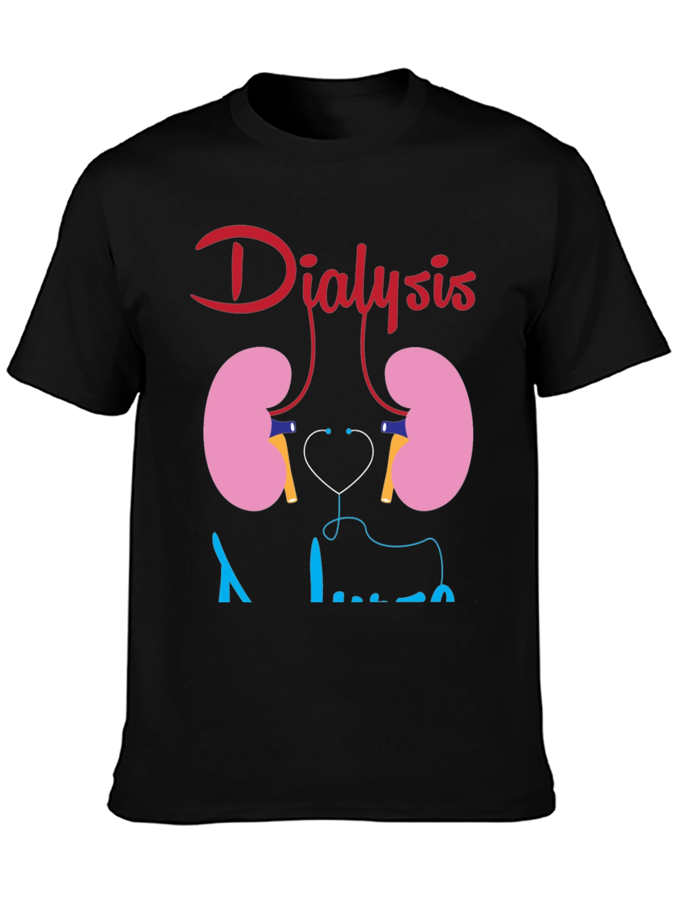 Dialysis Kidney Stethoscope Funny Black T-shirt