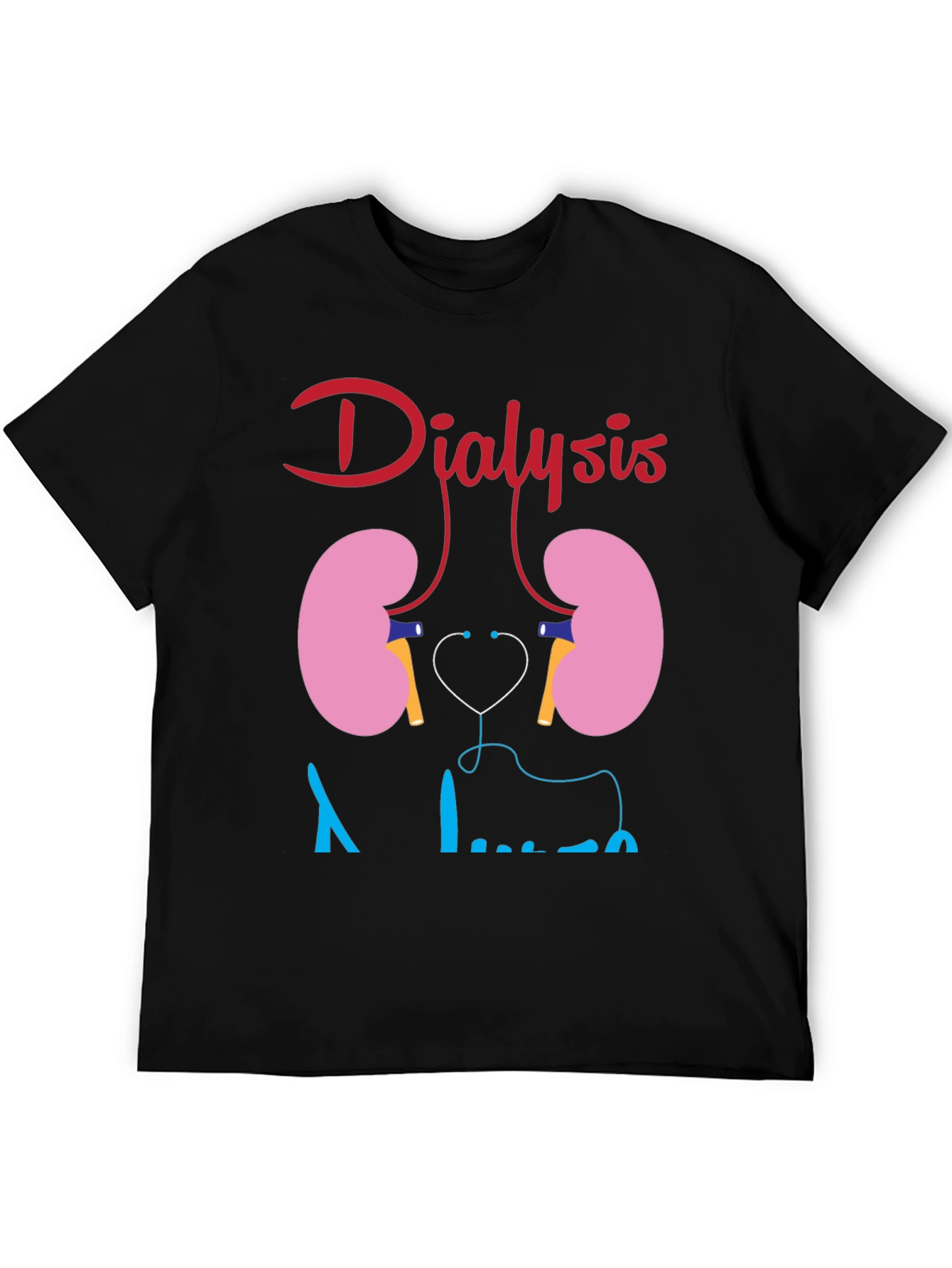 Dialysis Kidney Stethoscope Funny Black T-shirt