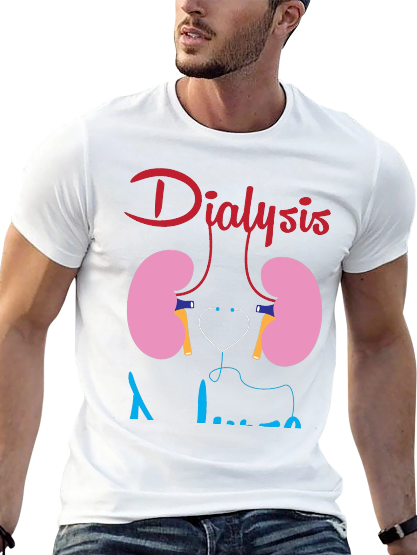 Dialysis Kidney Stethoscope Funny Black T-shirt