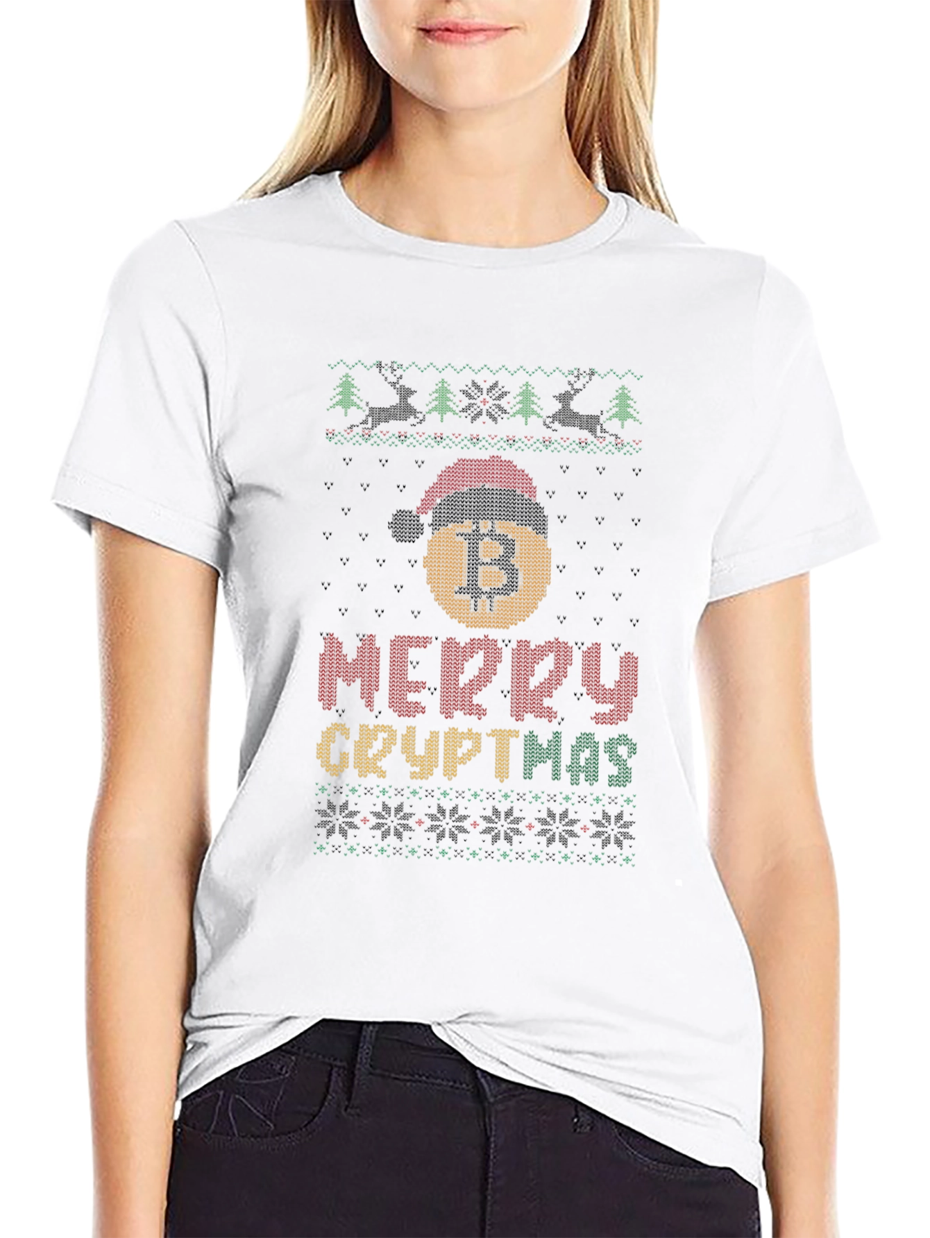 Merry Cryptmas Bitcoin Ugly Christmas T-Shirt