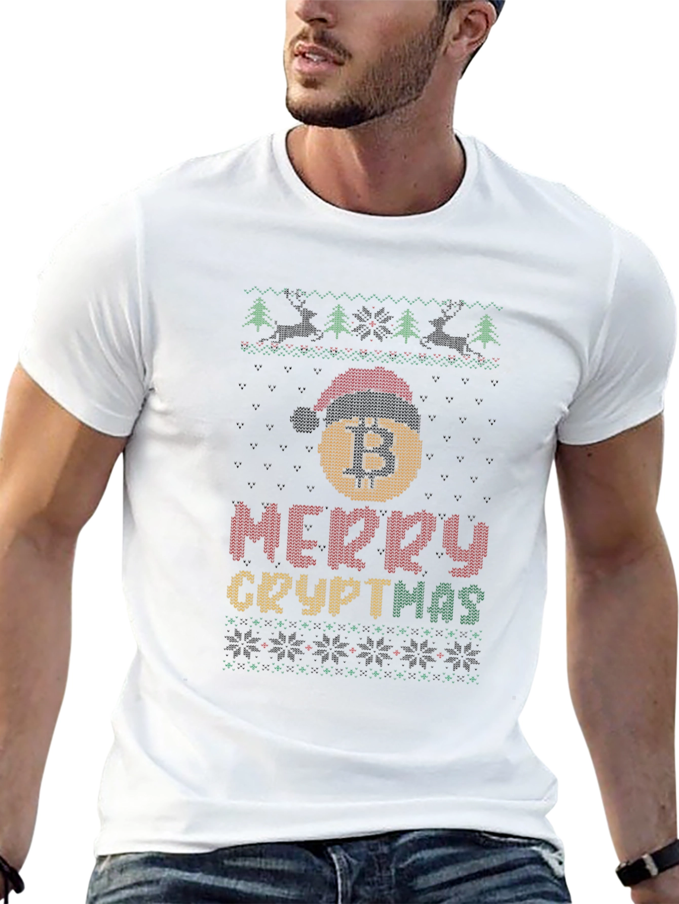 Merry Cryptmas Bitcoin Ugly Christmas T-Shirt