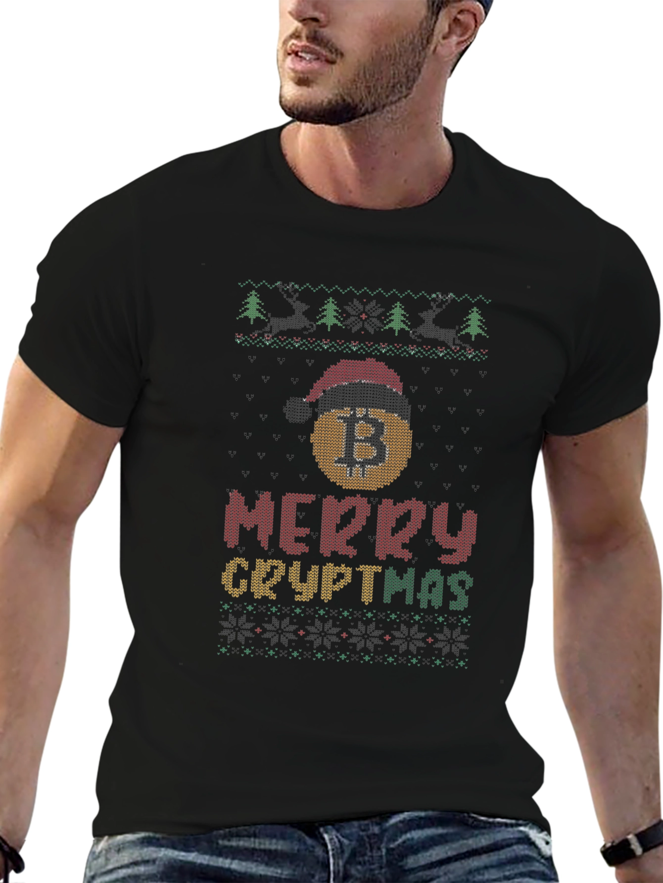 Merry Cryptmas Bitcoin Ugly Christmas T-Shirt