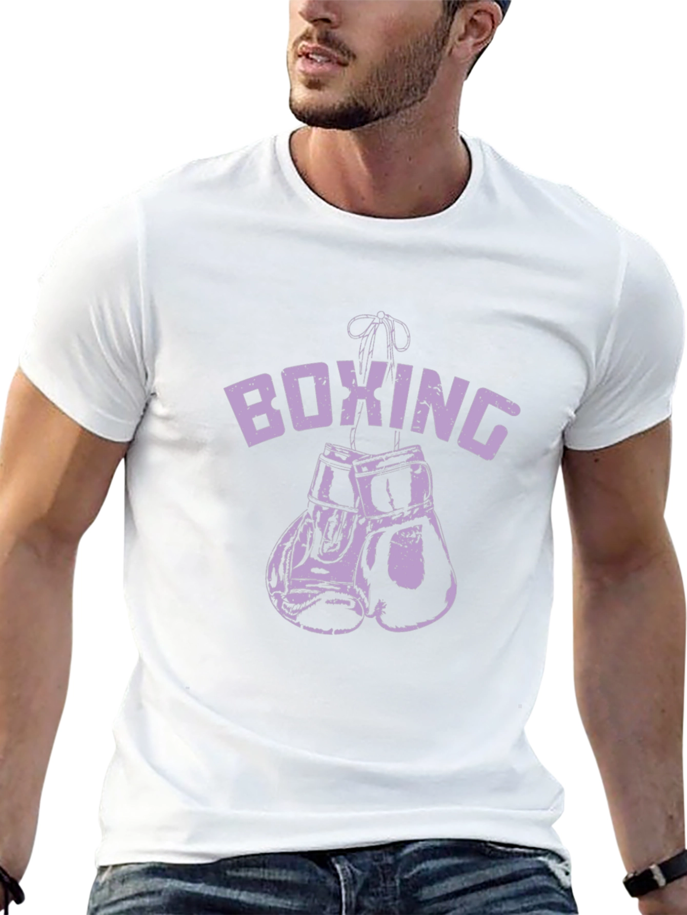 Boxing Gloves Graphic Tee - Black Cotton T-Shirt