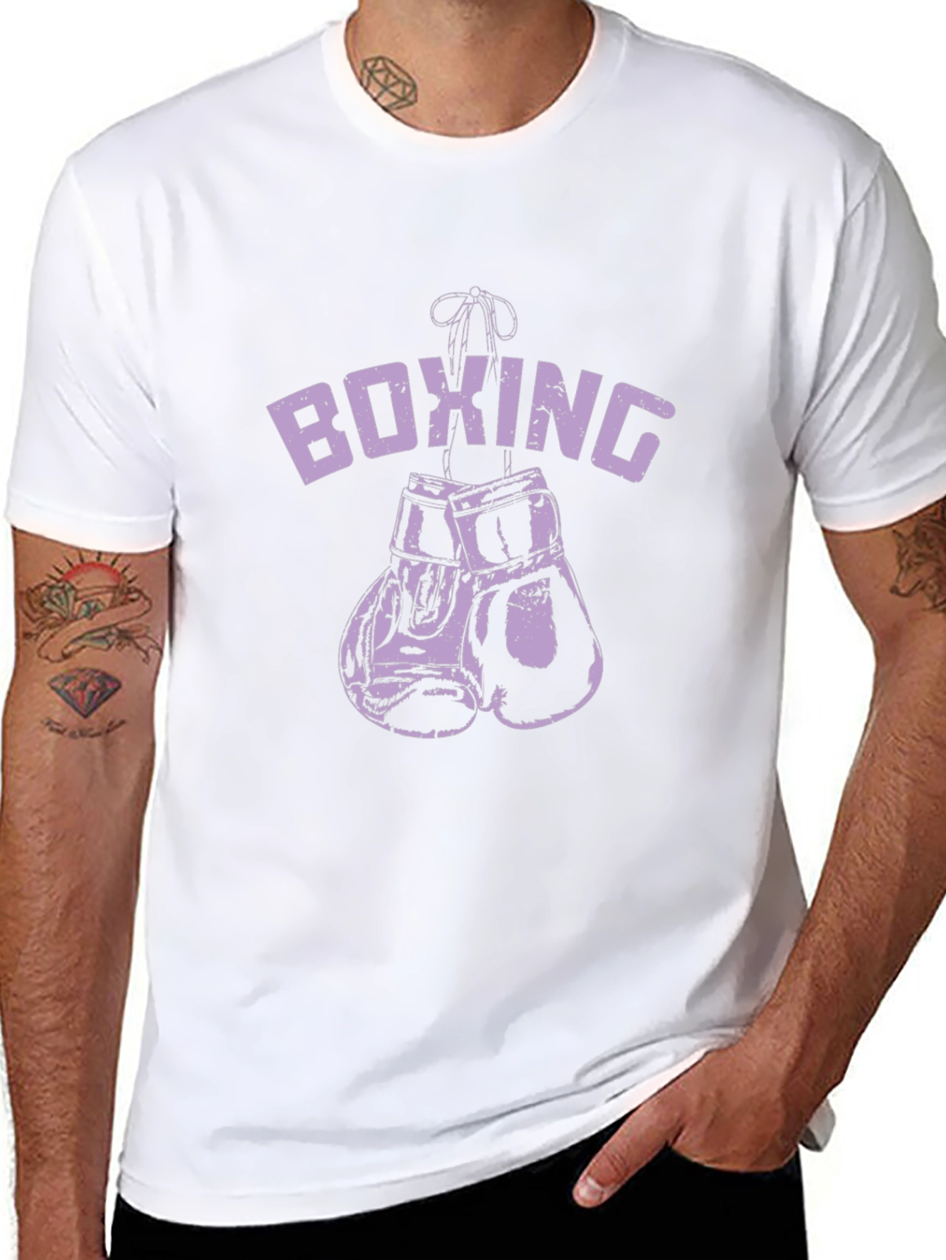 Boxing Gloves Graphic Tee - Black Cotton T-Shirt