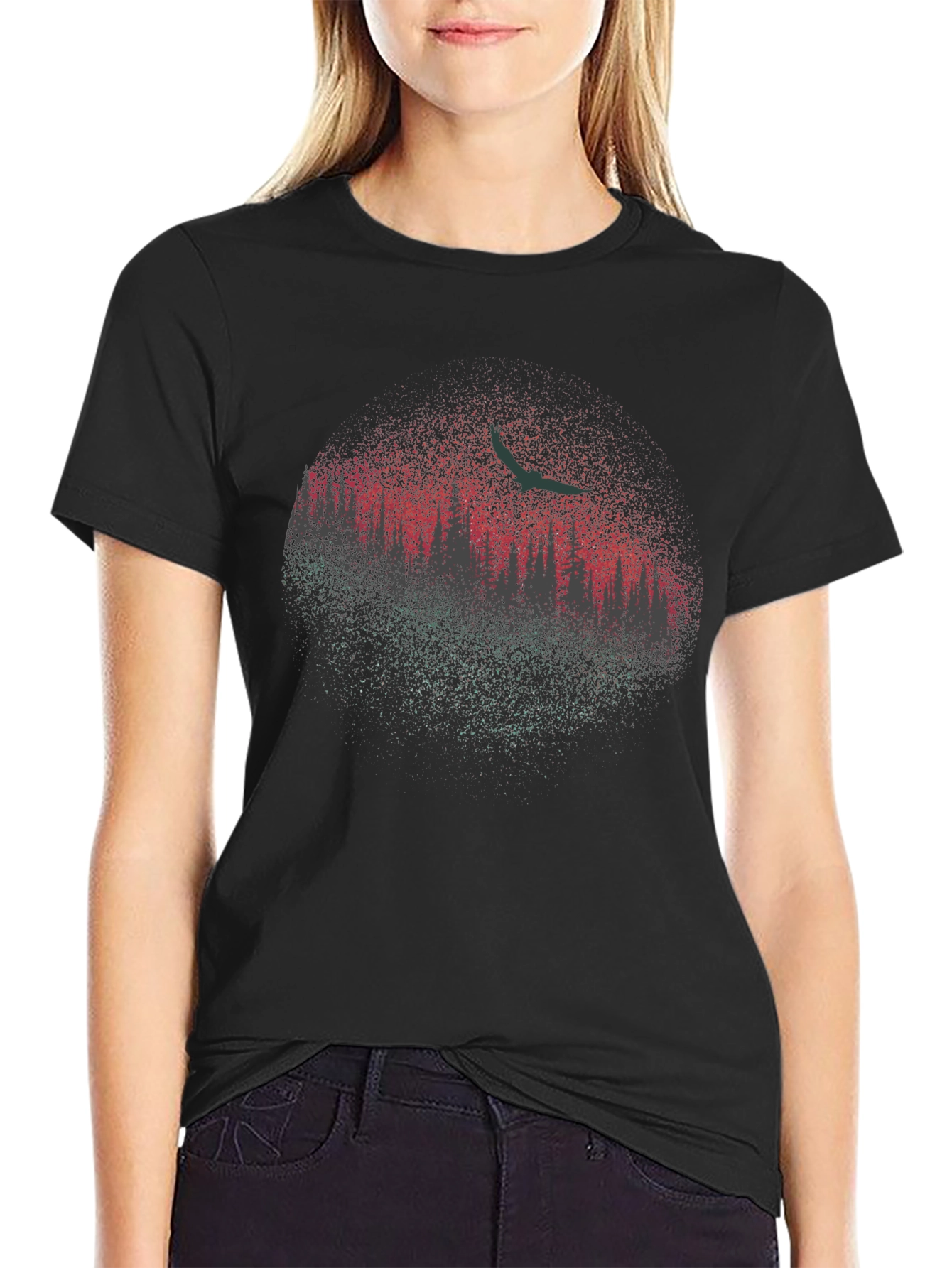 Nature Scene Graphic Tee - Black Cotton Blend