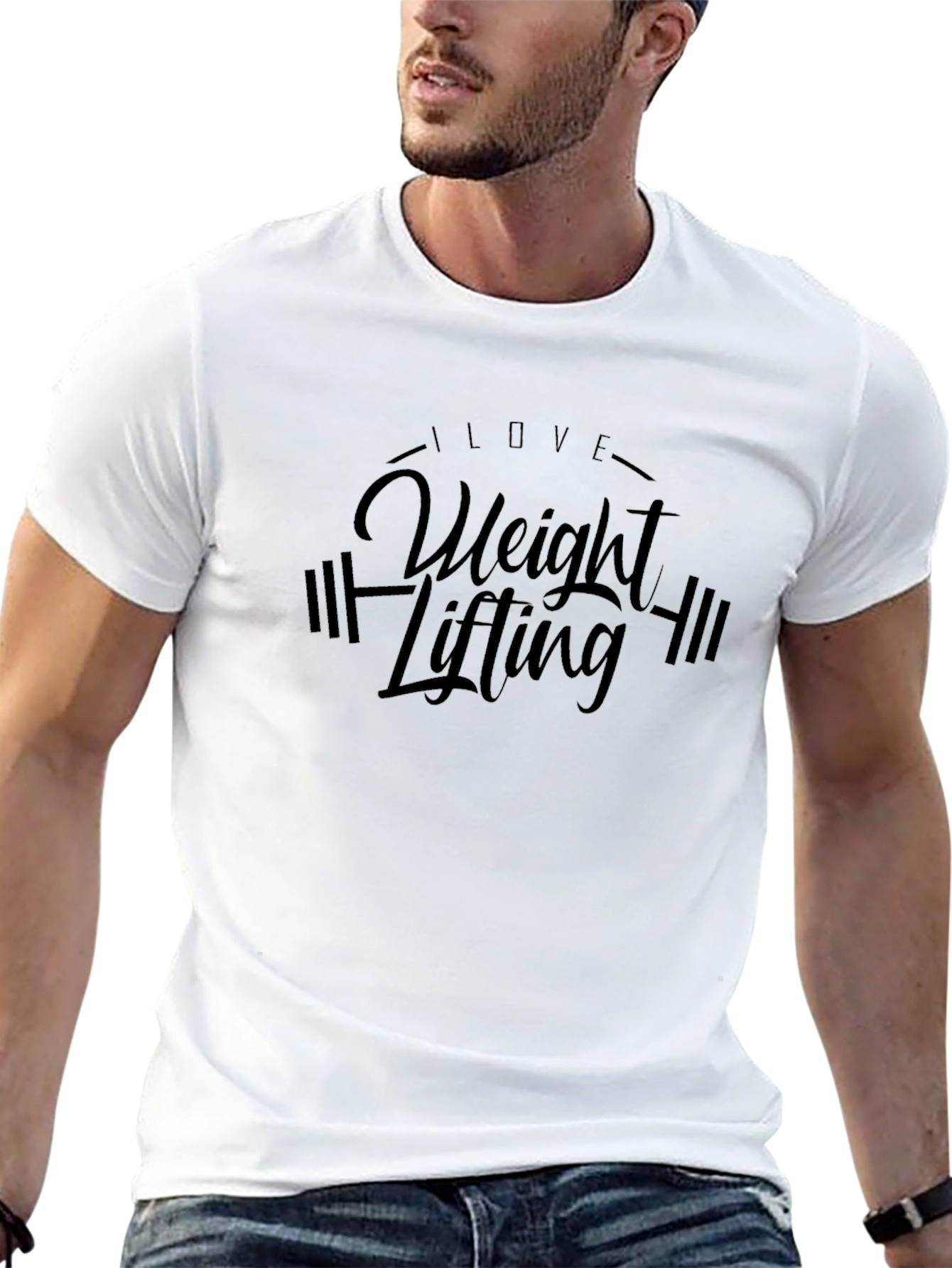 I Love Weight Lifting Black Graphic Tee
