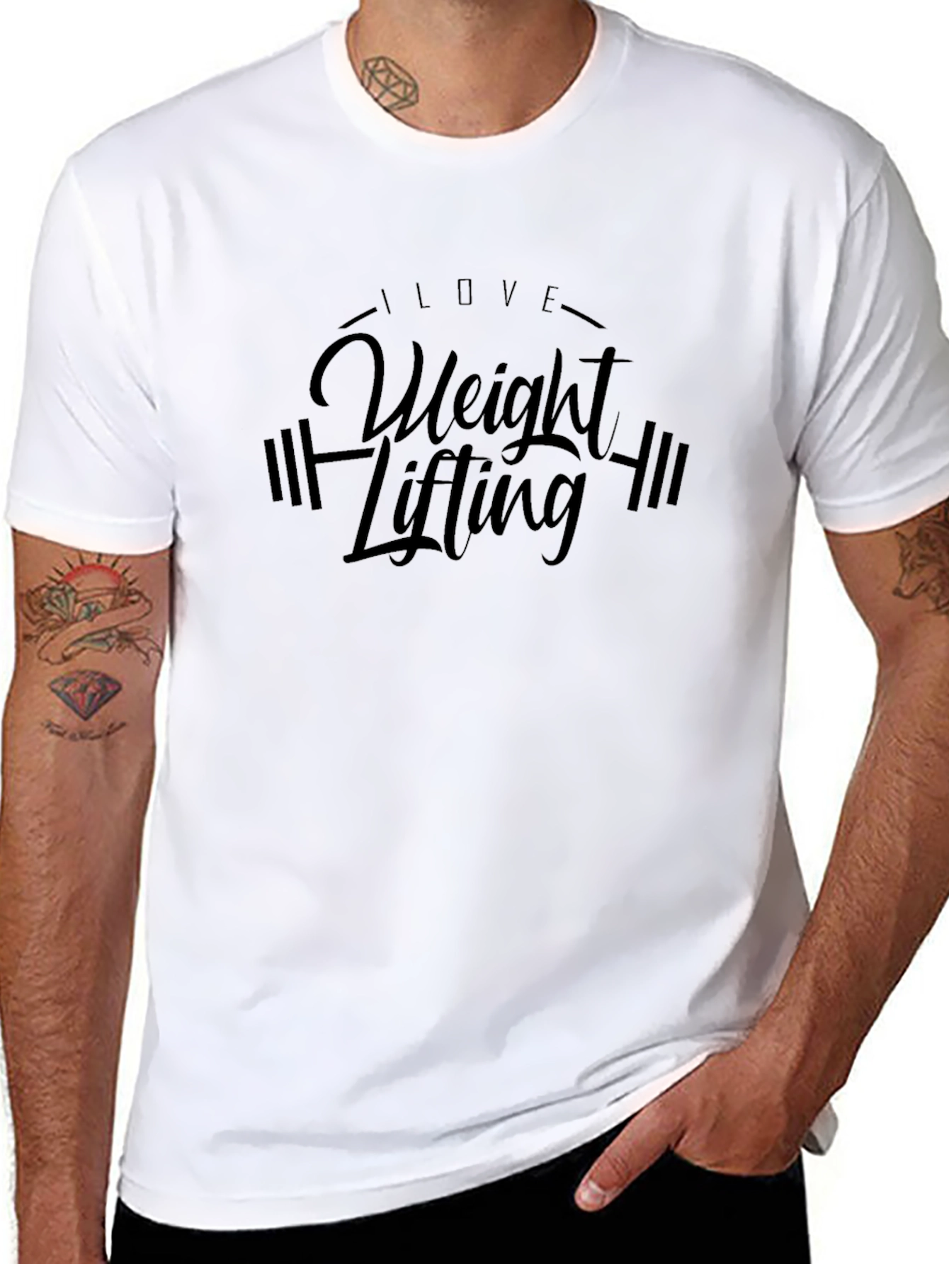 I Love Weight Lifting Black Graphic Tee