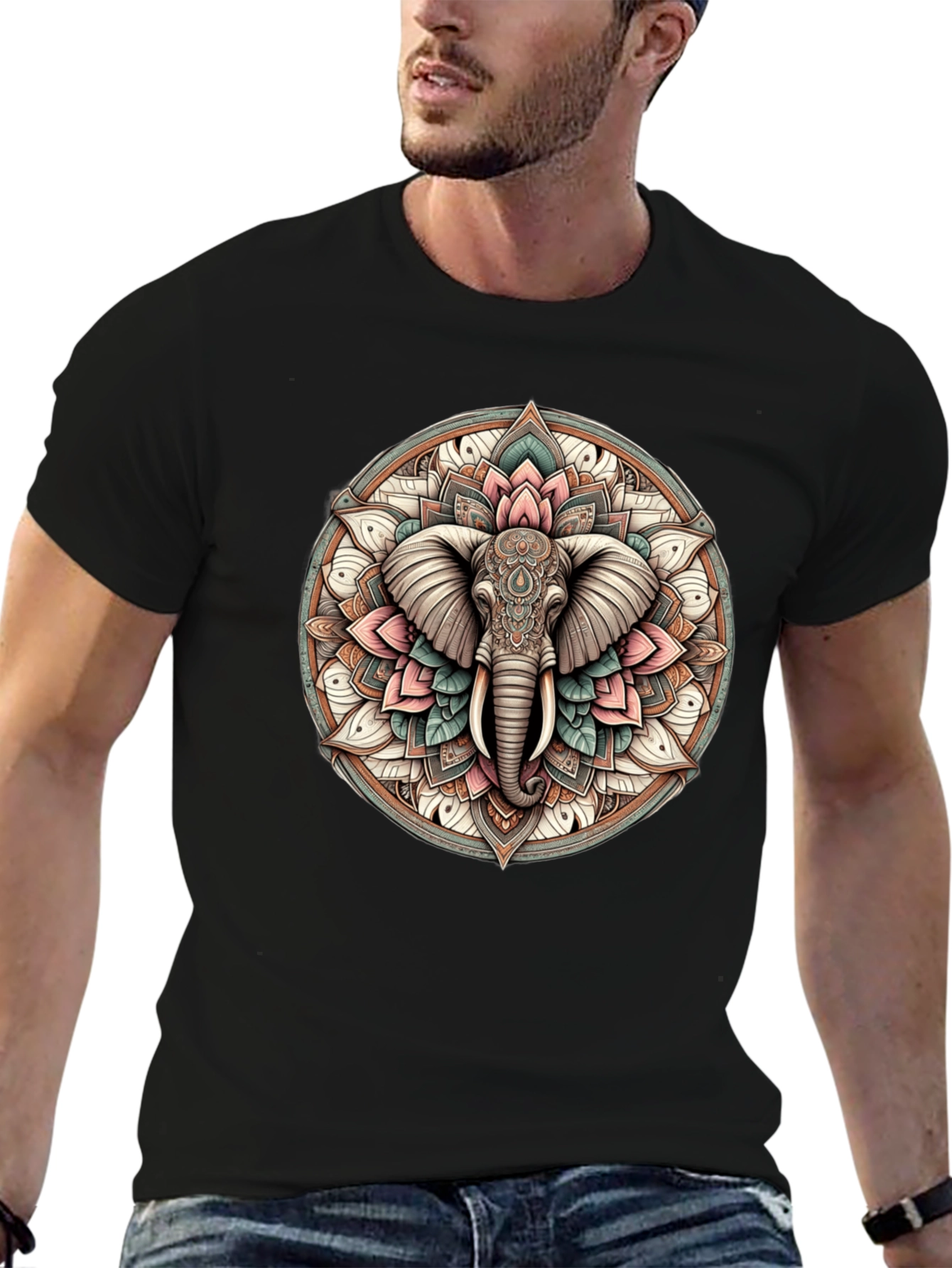 Elephant Mandala Graphic Tee - Stylish & Unique