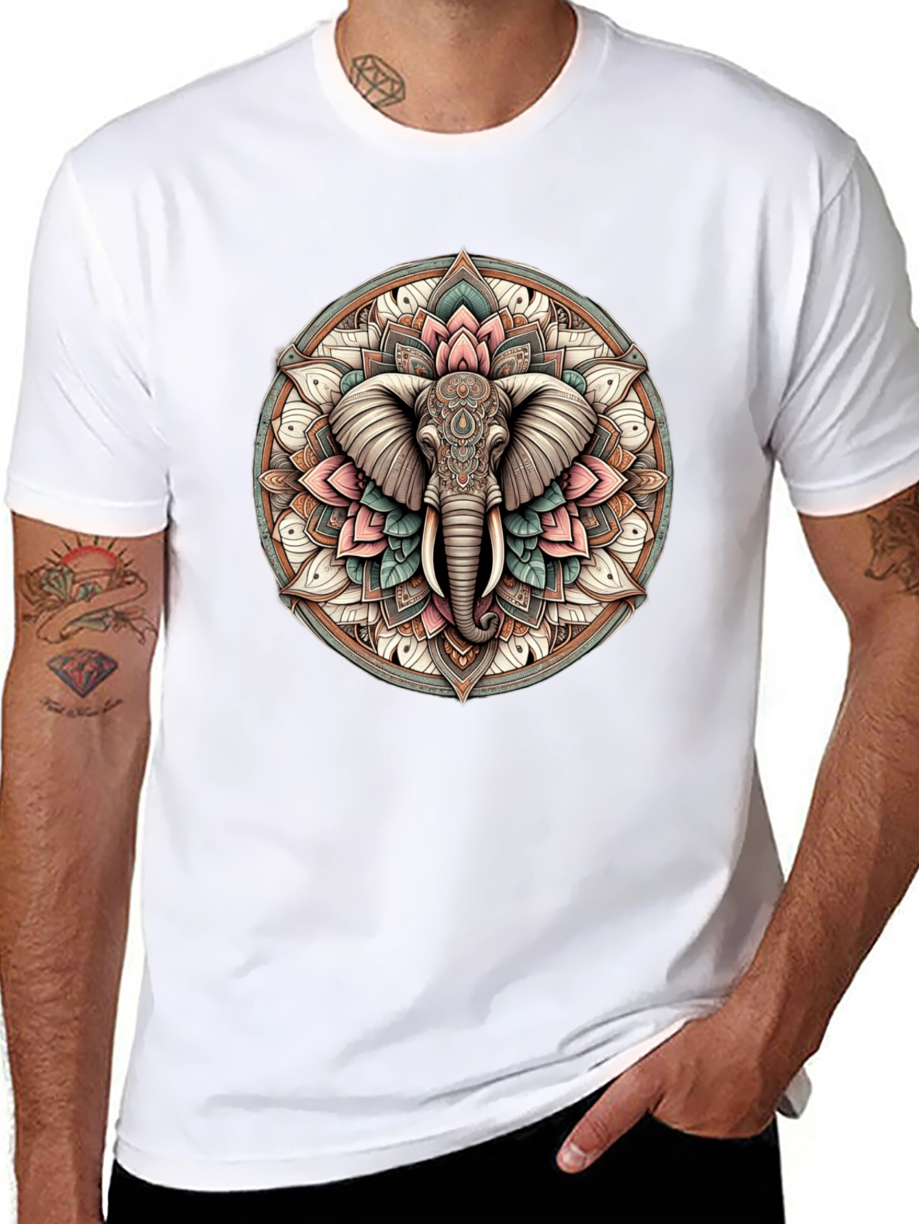 Elephant Mandala Graphic Tee - Stylish & Unique