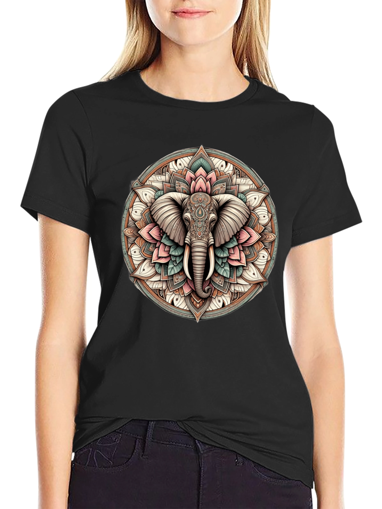 Elephant Mandala Graphic Tee - Stylish & Unique
