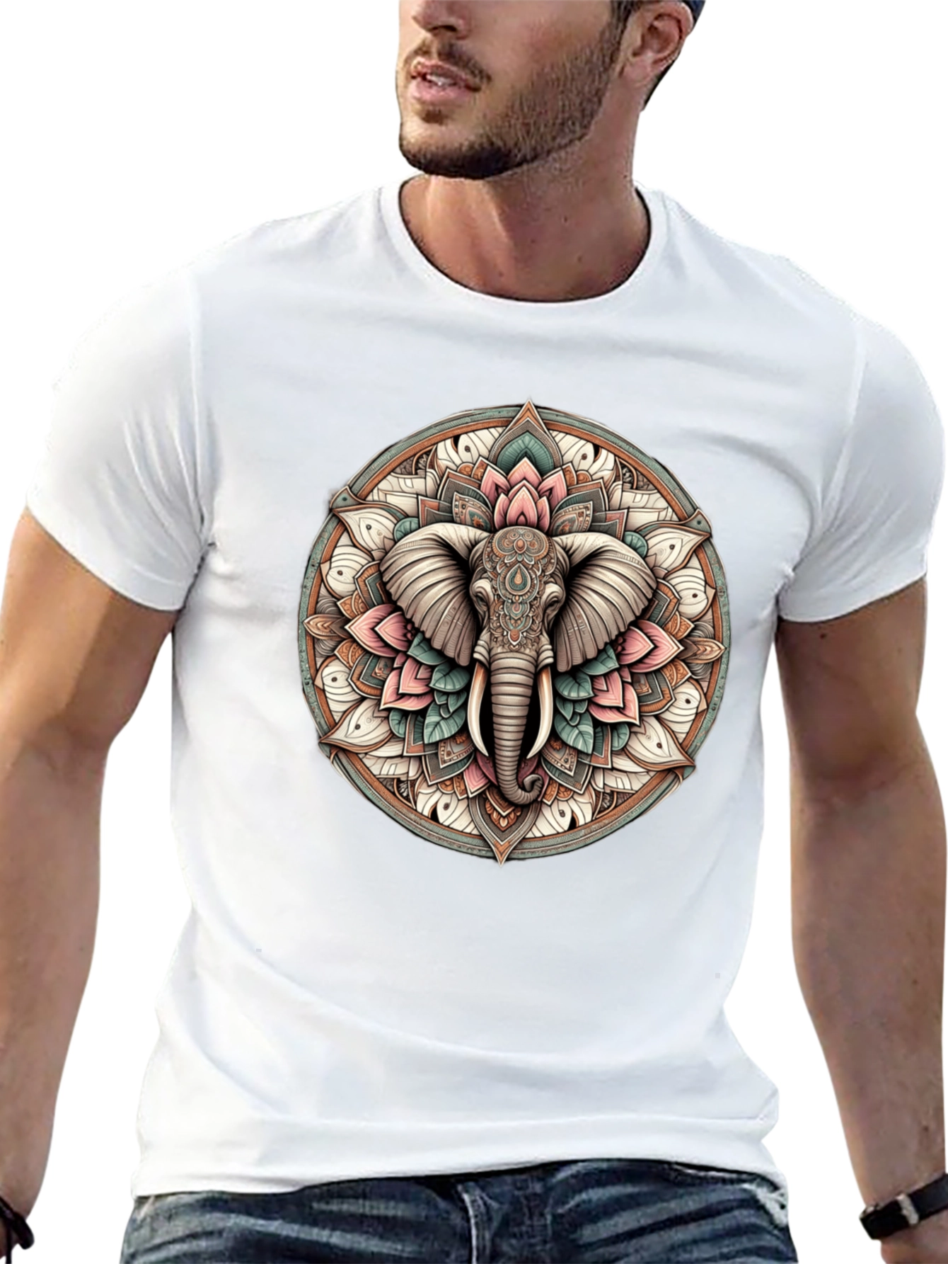 Elephant Mandala Graphic Tee - Stylish & Unique