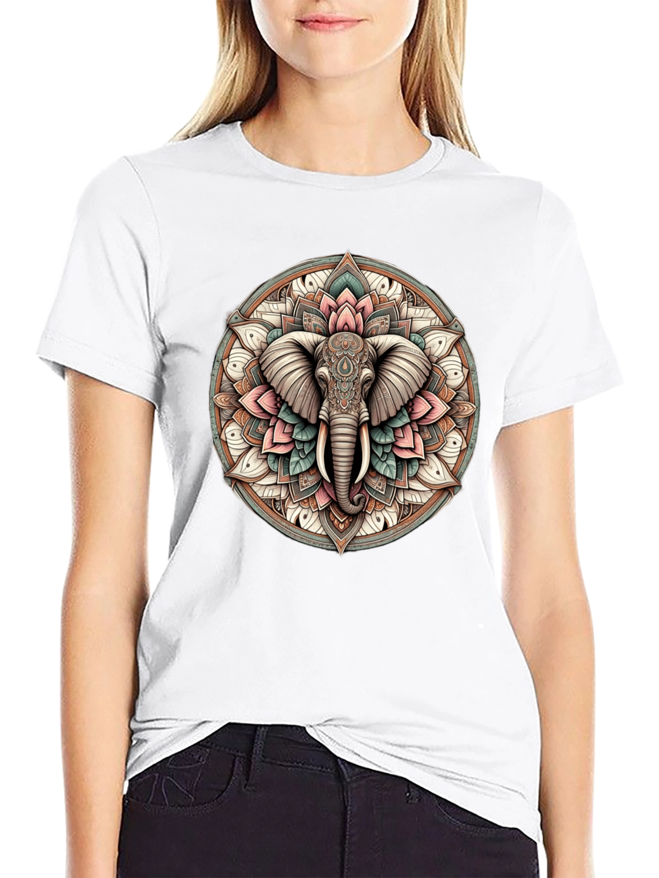 Elephant Mandala Graphic Tee - Stylish & Unique