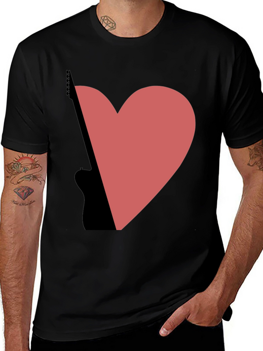 Guitar Heart Graphic Tee - Black