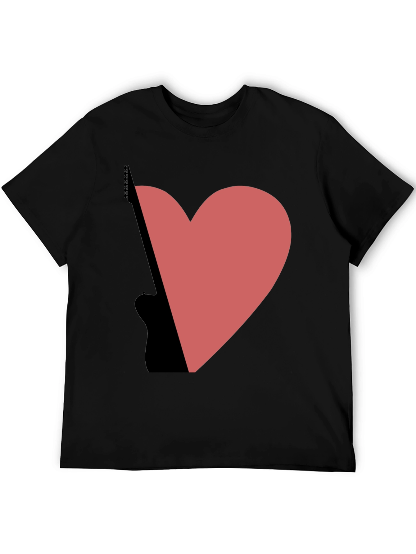Guitar Heart Graphic Tee - Black