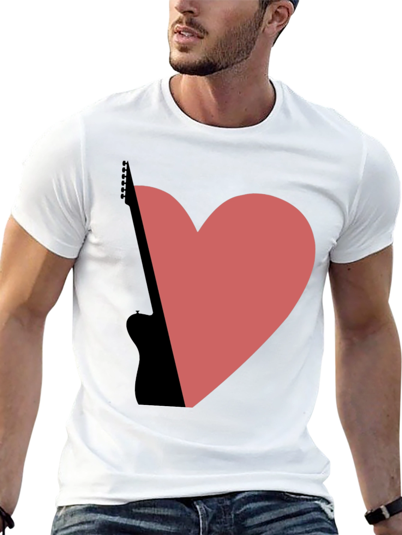 Guitar Heart Graphic Tee - Black