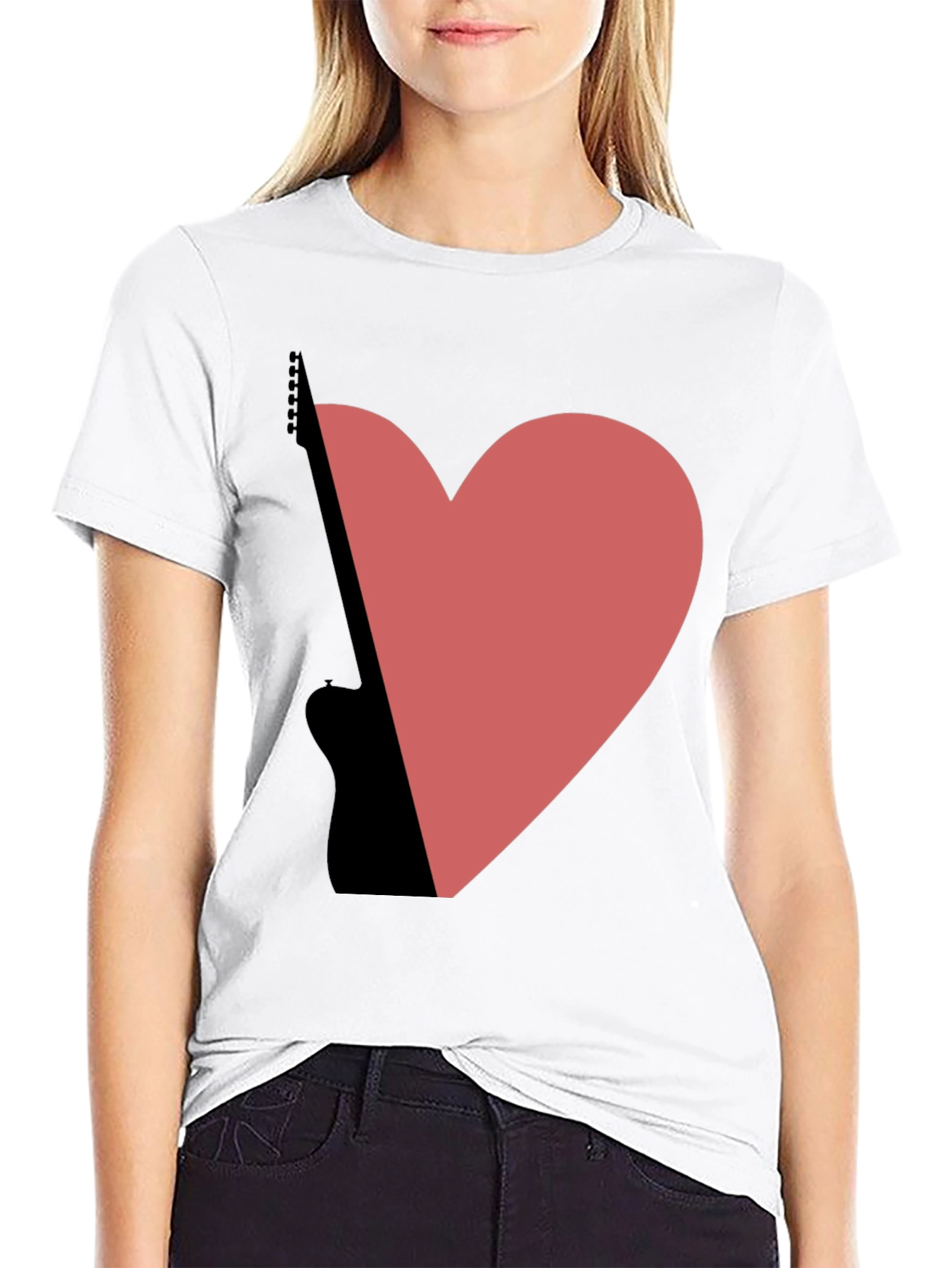 Guitar Heart Graphic Tee - Black