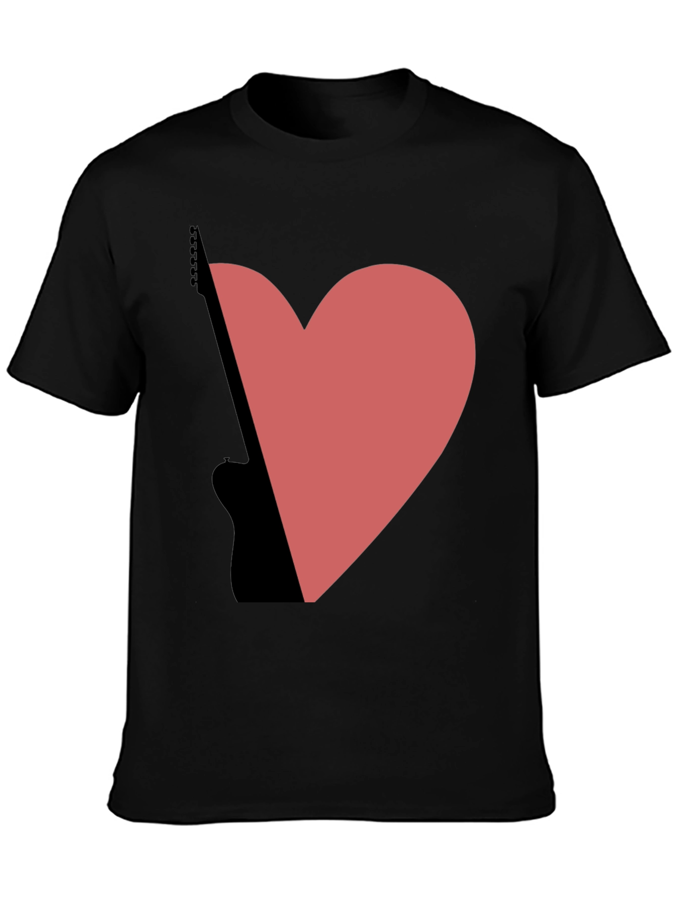 Guitar Heart Graphic Tee - Black