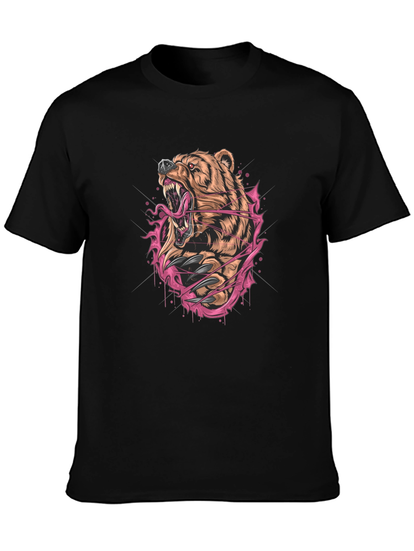 Fierce Bear Graphic Print Black T-Shirt