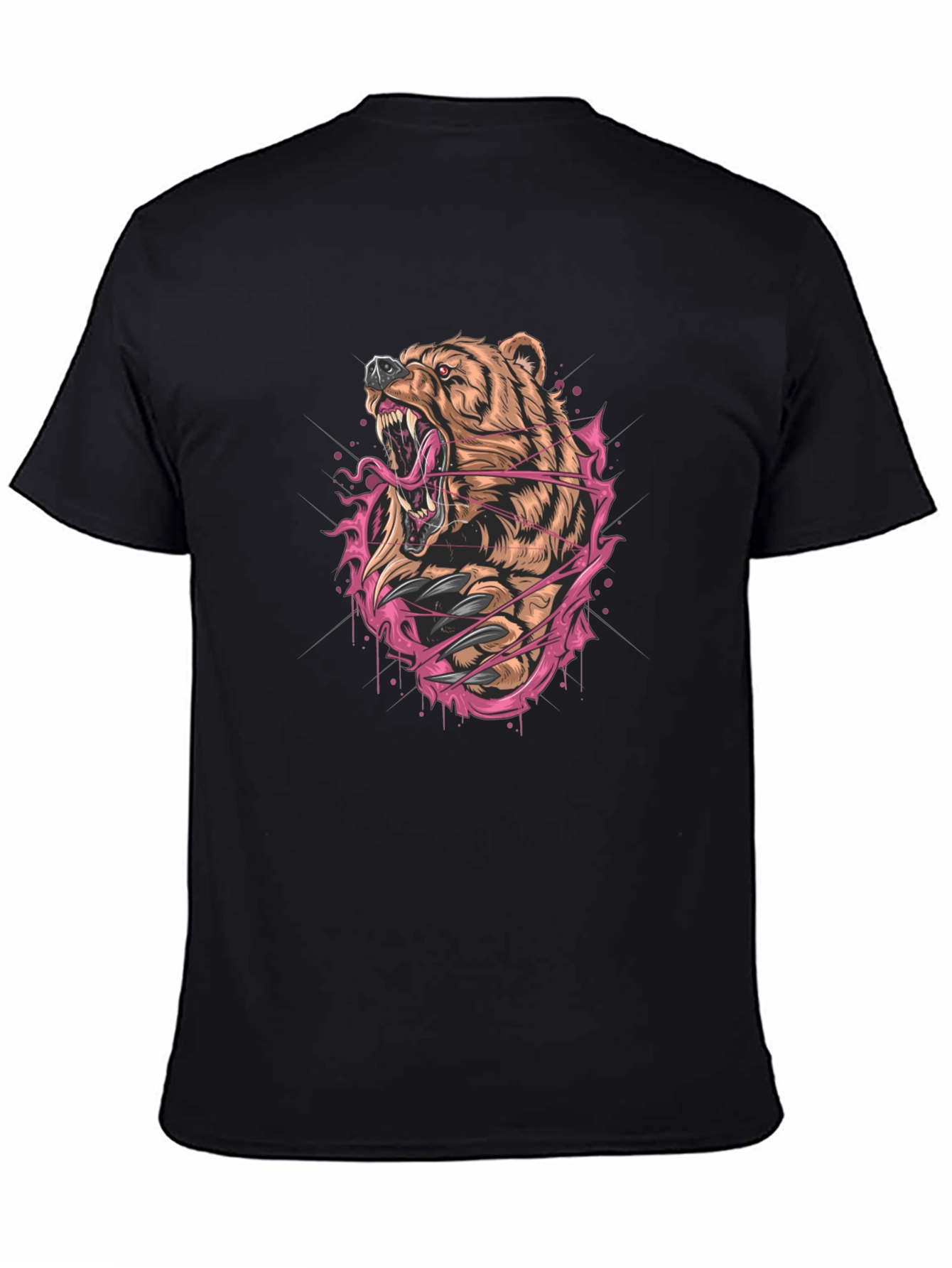 Fierce Bear Graphic Print Black T-Shirt