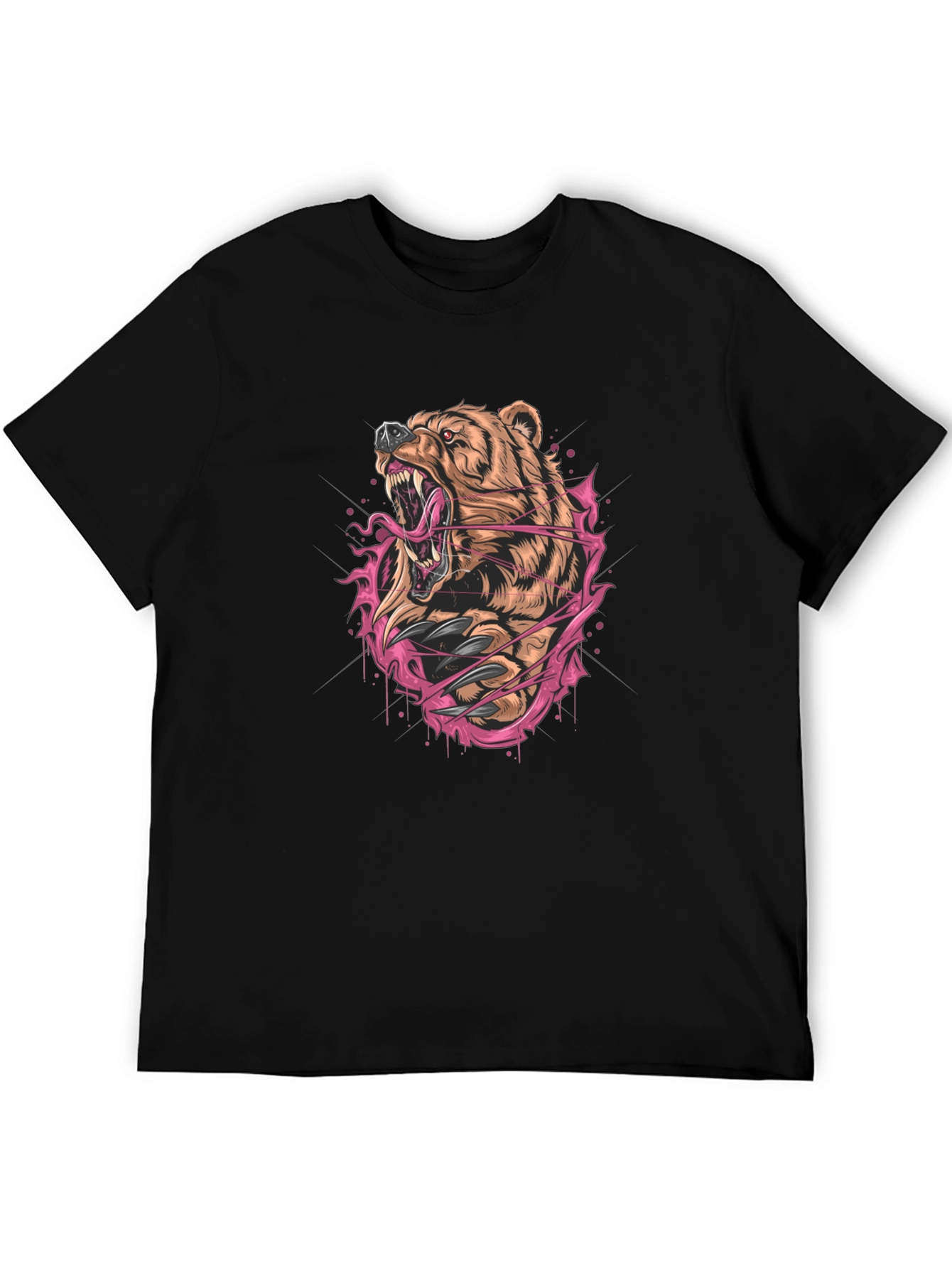 Fierce Bear Graphic Print Black T-Shirt