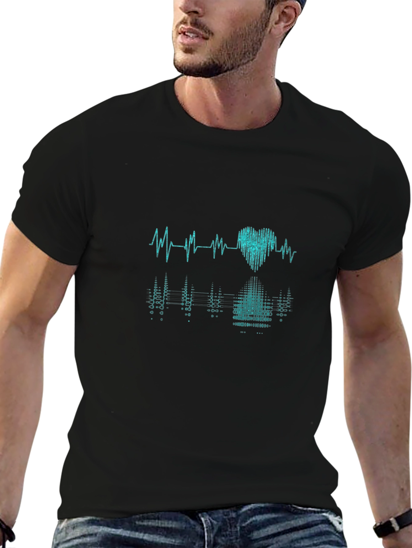 Heartbeat Graphic Tee - Black Casual T-Shirt