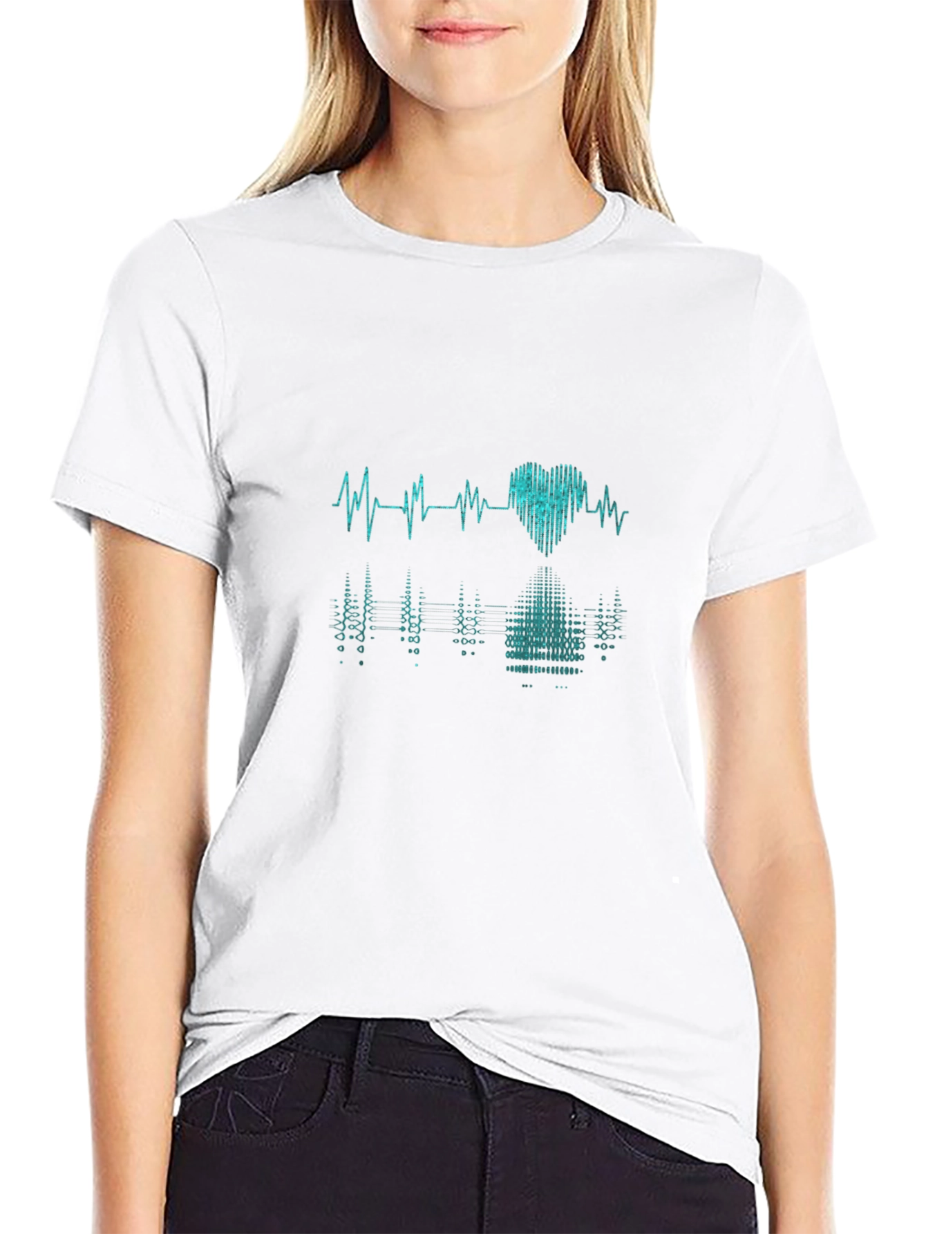 Heartbeat Graphic Tee - Black Casual T-Shirt
