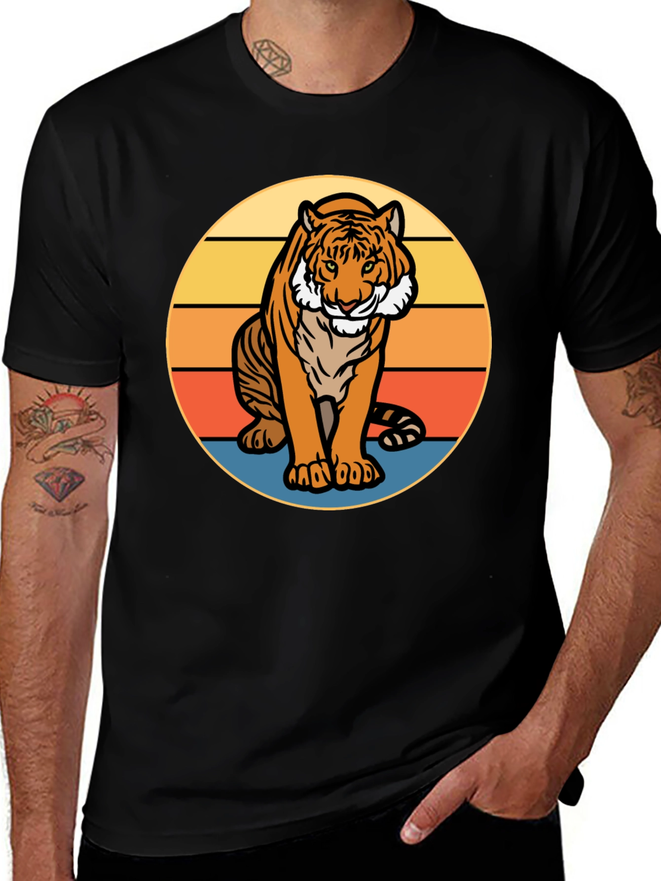 Retro Tiger Graphic Tee - Black