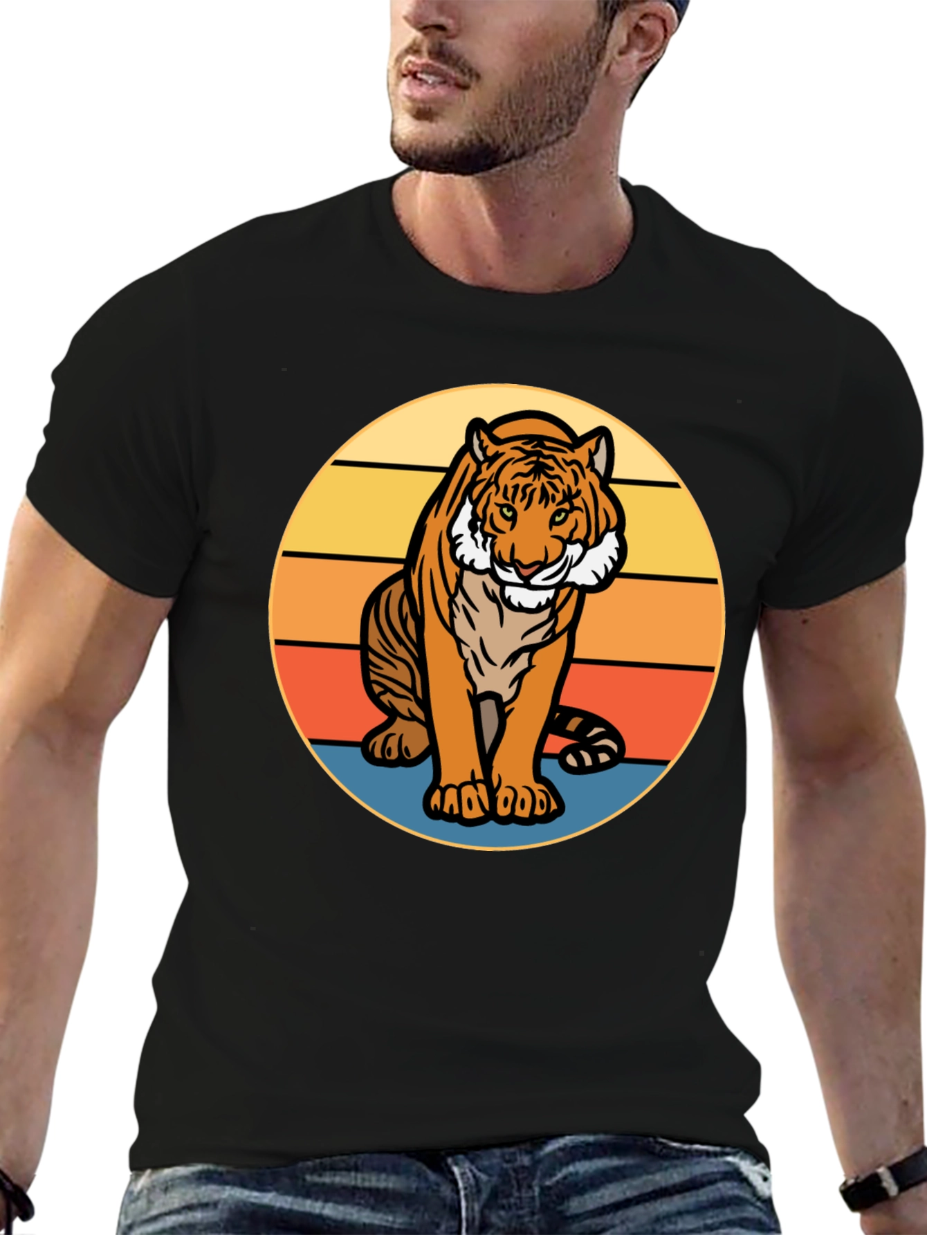 Retro Tiger Graphic Tee - Black