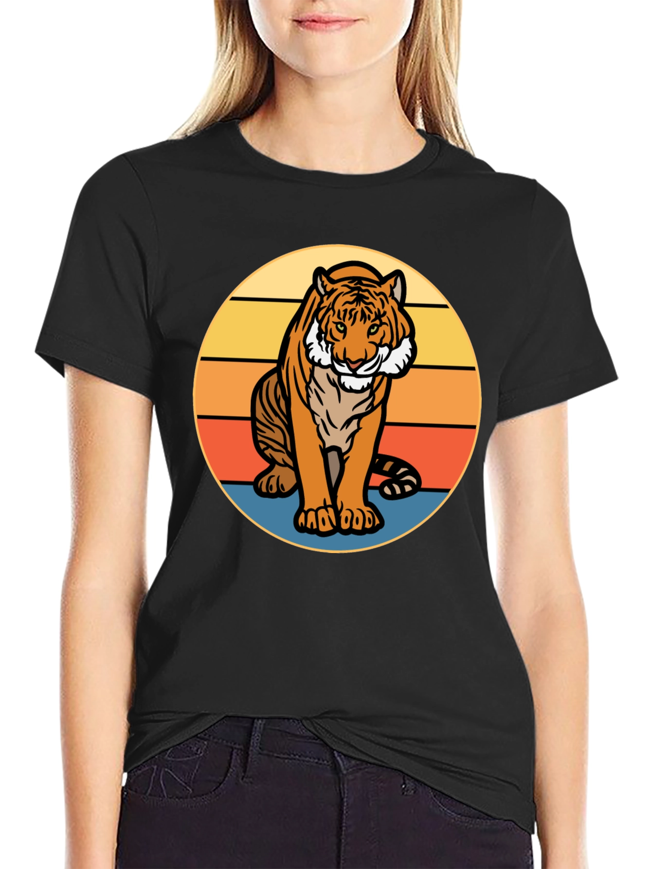 Retro Tiger Graphic Tee - Black