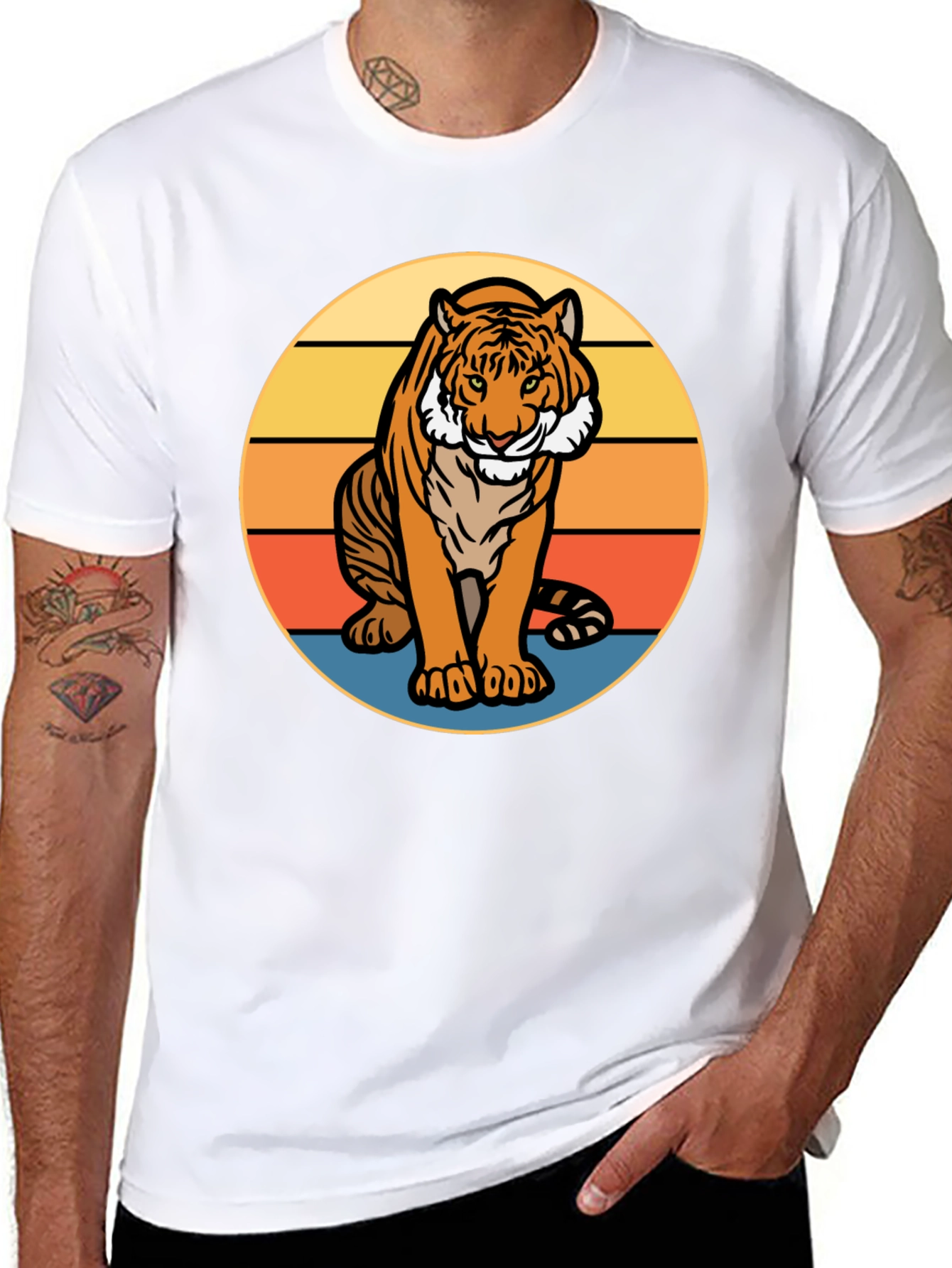 Retro Tiger Graphic Tee - Black