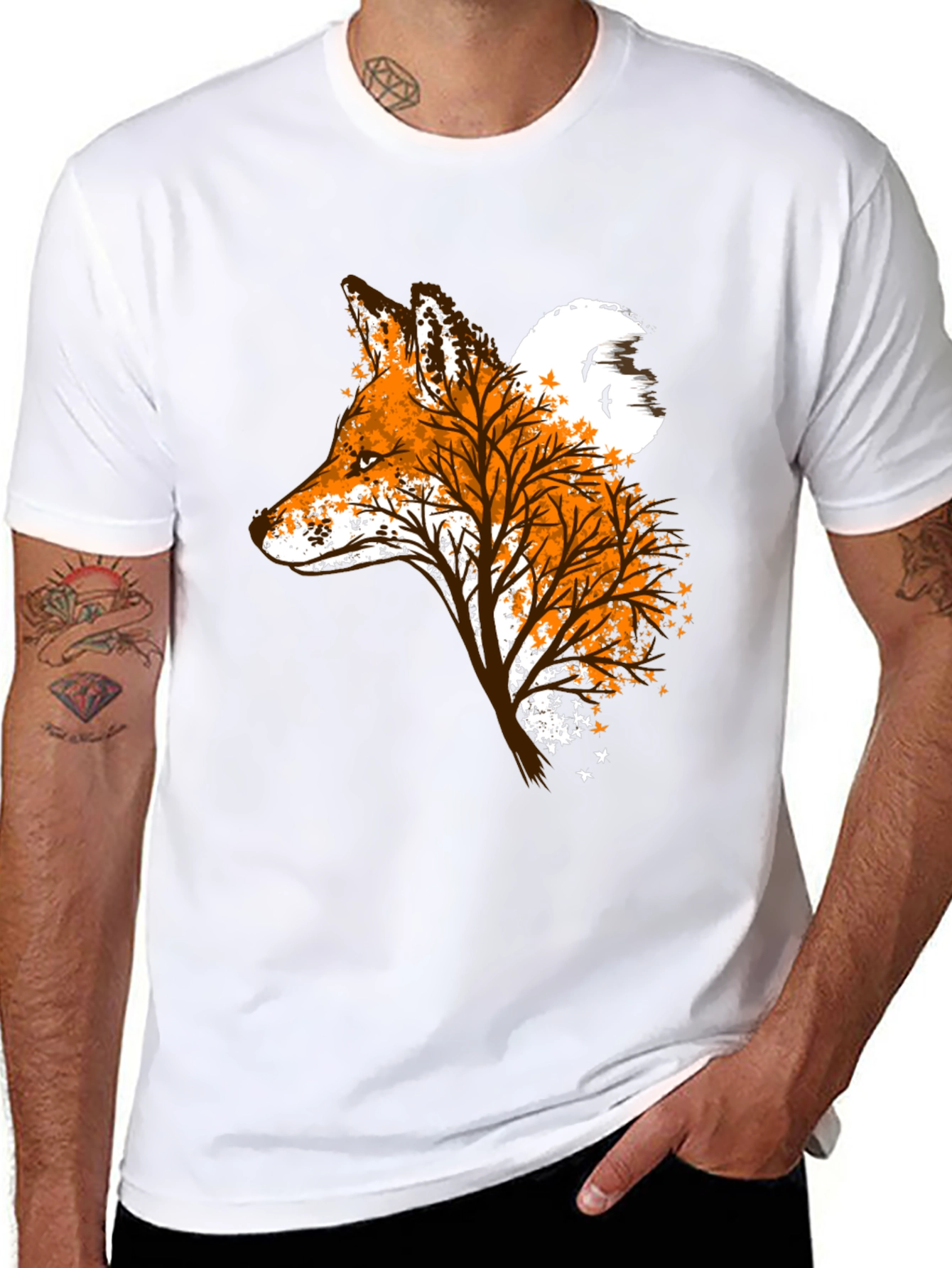Fox & Tree Graphic Tee - Nature Inspired Design