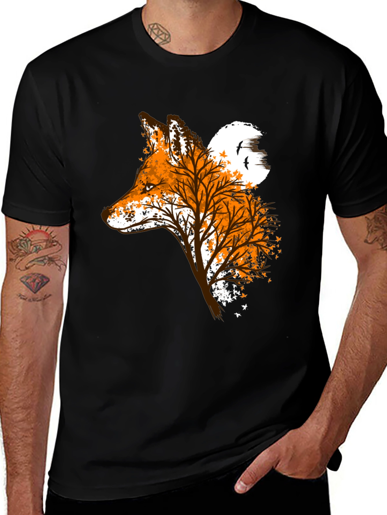 Fox & Tree Graphic Tee - Nature Inspired Design