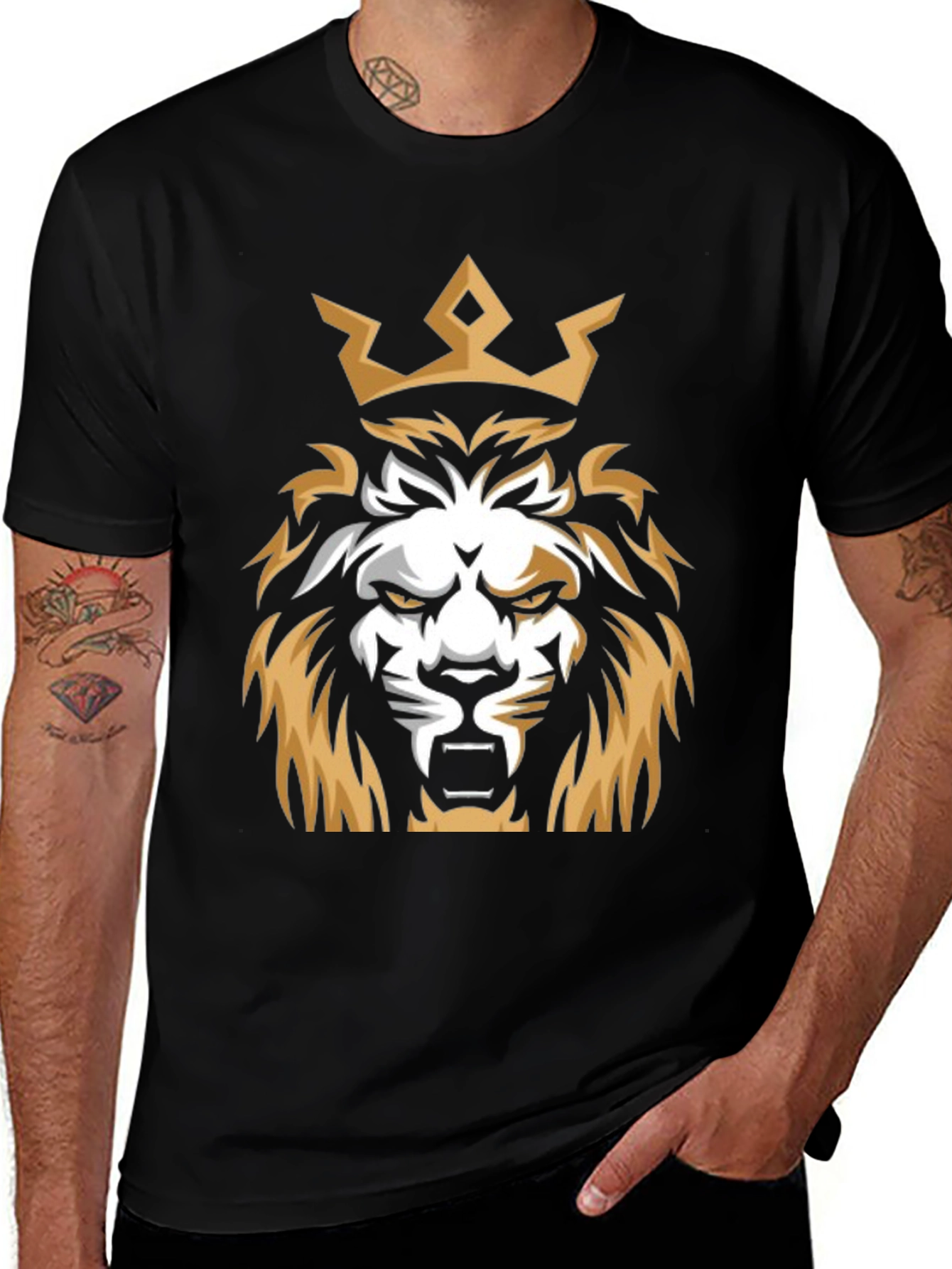 King Lion Graphic T-Shirt - Black Cotton Tee