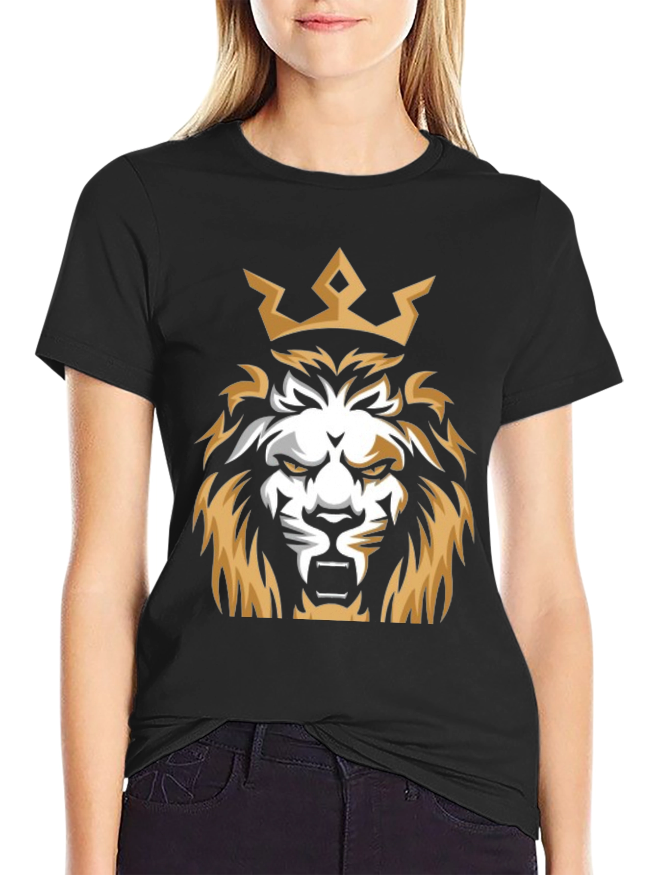 King Lion Graphic T-Shirt - Black Cotton Tee